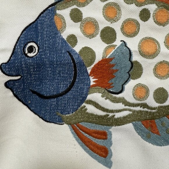 Lake Fish Tapestry & Embroidery Decorative Pillow Cover Slip Square Zip 20" - Picture 4 of 6